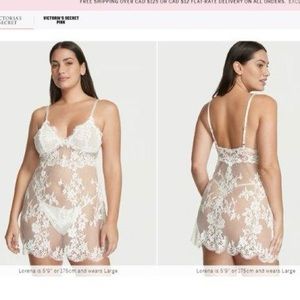 Victoria’s Secret red lace Babydoll style chemise and thong plus size NWT